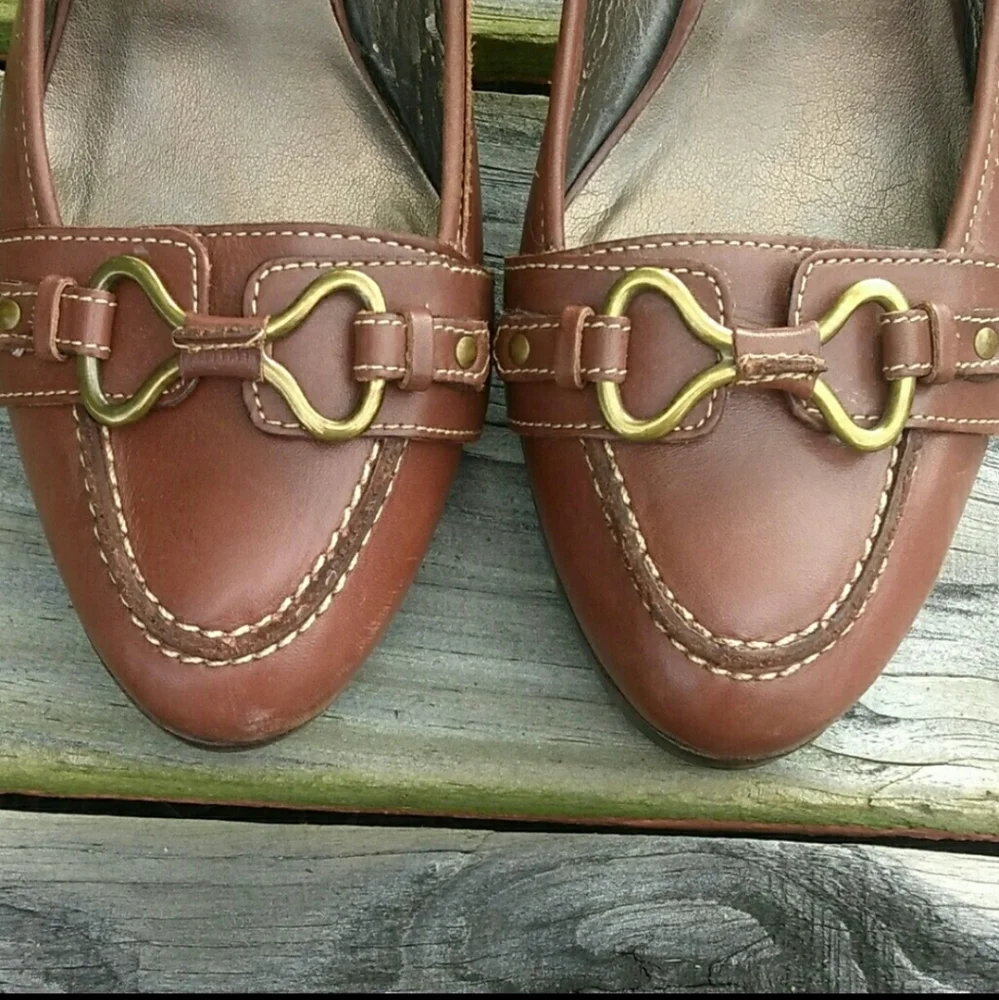 TALBOTS BROWN SMOOTH LEATHER HEELS SIZE 7.5